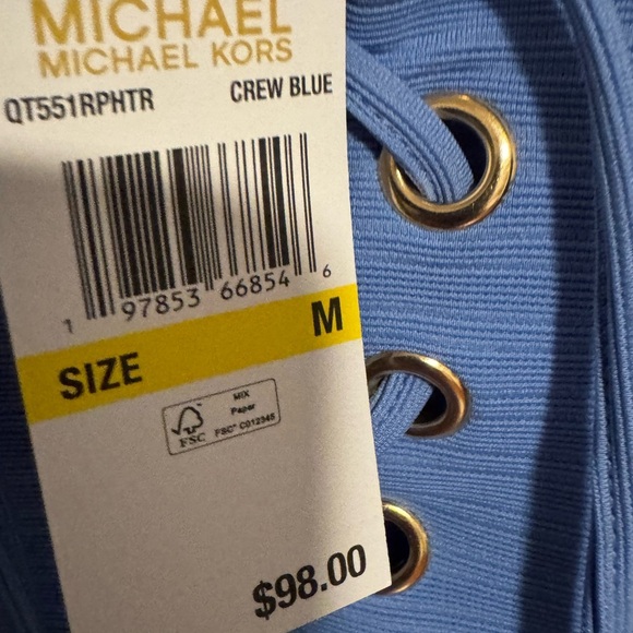 💥Michael Kors Periwinkle Blue Lace-Up Top - Picture 3 of 9